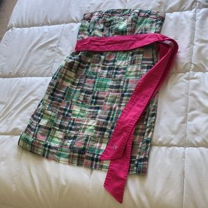 Vineyard Vines Strapless Madras Dress with Sash